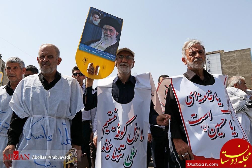www.dustaan.com-کفن‌ پوشی مردم ورامین در یادبود قیام ۱۵ خرداد +تصاویر