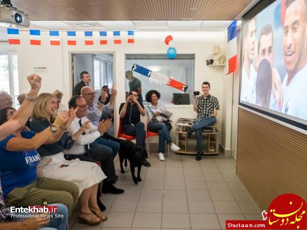 عکس/ اولاند با معشوقه خود درحال تماشای مسابقه فرانسه و اروگوئه