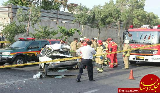 www.dustaan.com عکس جسد یک مرد تهرانی در پراید مچاله! +تصاویر