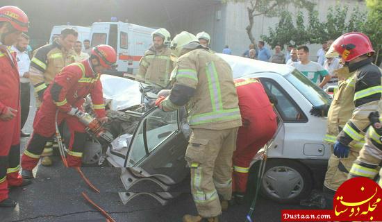 www.dustaan.com عکس جسد یک مرد تهرانی در پراید مچاله! +تصاویر