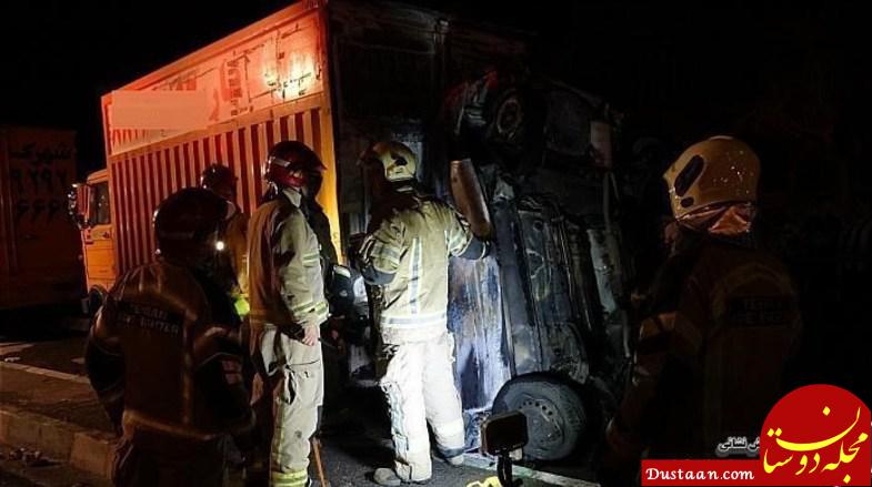 www.dustaan.com راننده پراید پس از تصادف دلخراش در آتش سوخت +تصاویر