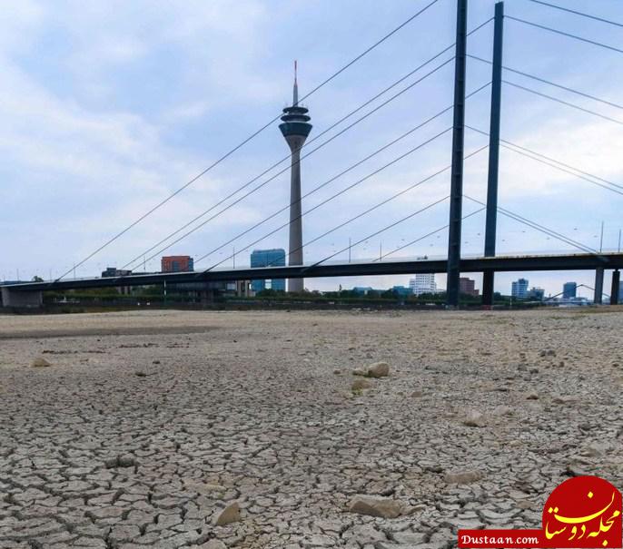 www.dustaan.com گرمای بی سابقه در اروپا رود راین را خشکاند! +تصاویر
